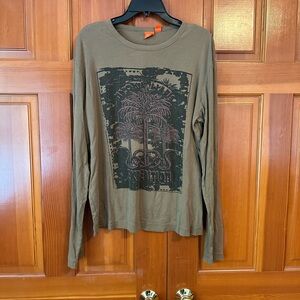 Hugo Boss graphic long sleeve tee shirt. Brown color size large.